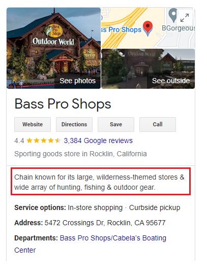 Google Business Profile Description for local seo