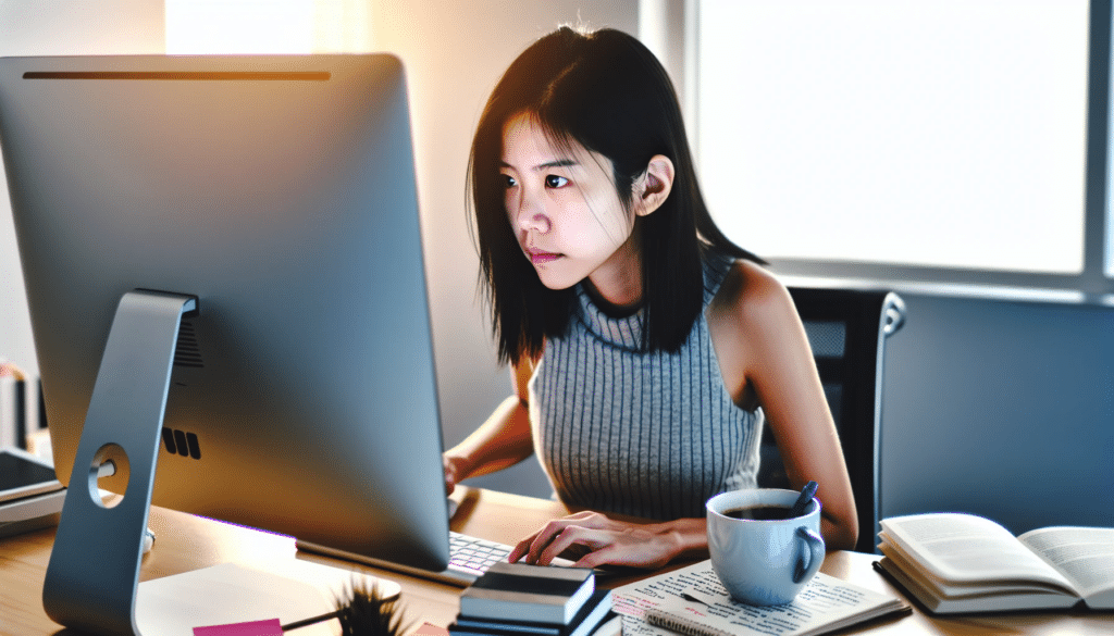 Woman writing SEO friendly content